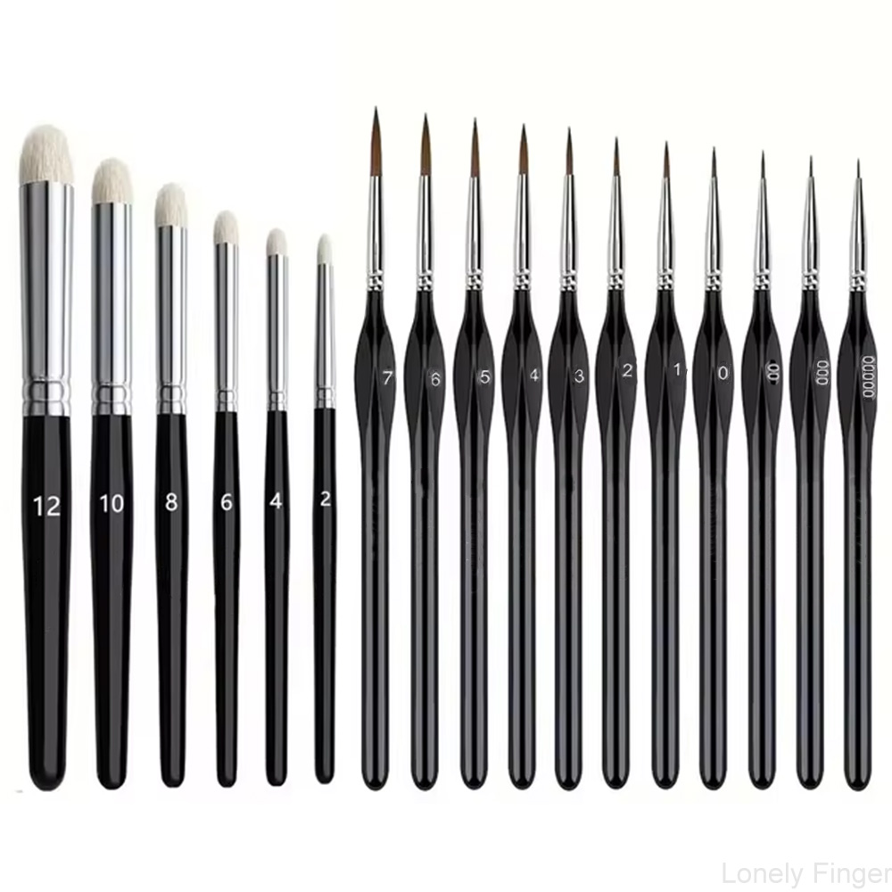 Gouache Paint Set - 미니어처 드라이 페인트 브러쉬 세트, 나무