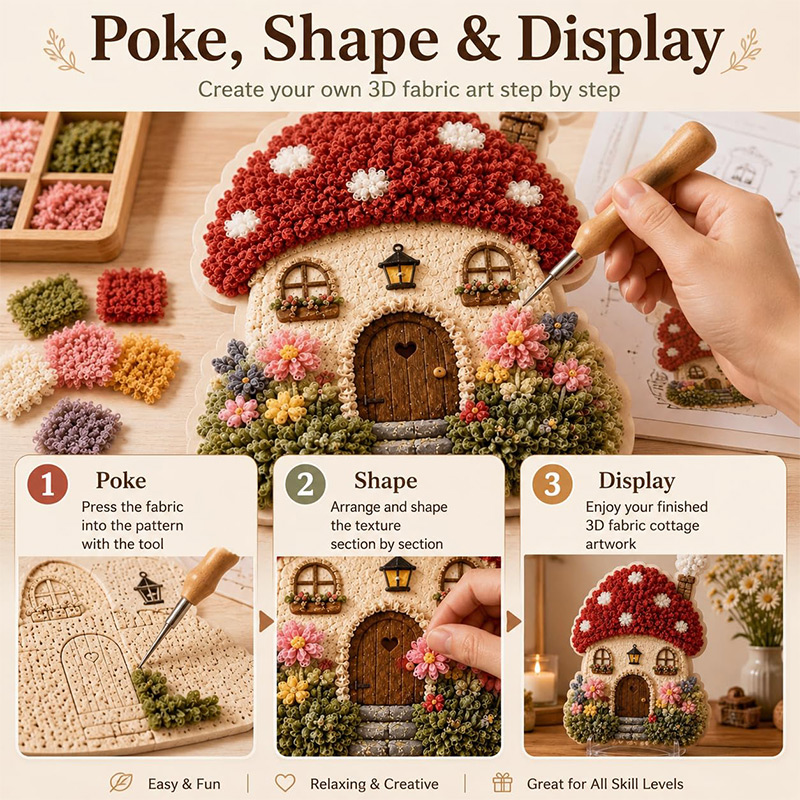 3D 버섯집 포케 아트 DIY 키트 패브릭 펀치 니들  - Art Craft Kit 리뷰 및 가격